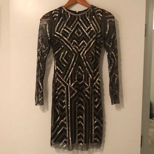 Gianni Bini black & gold sequin cocktail dress